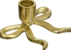 Decoris kandelaar aluminium strik 12x9.5x5cm goud