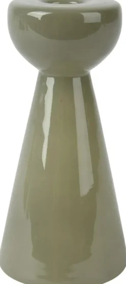 Decoris kandelaar glas deco 8x17cm groen