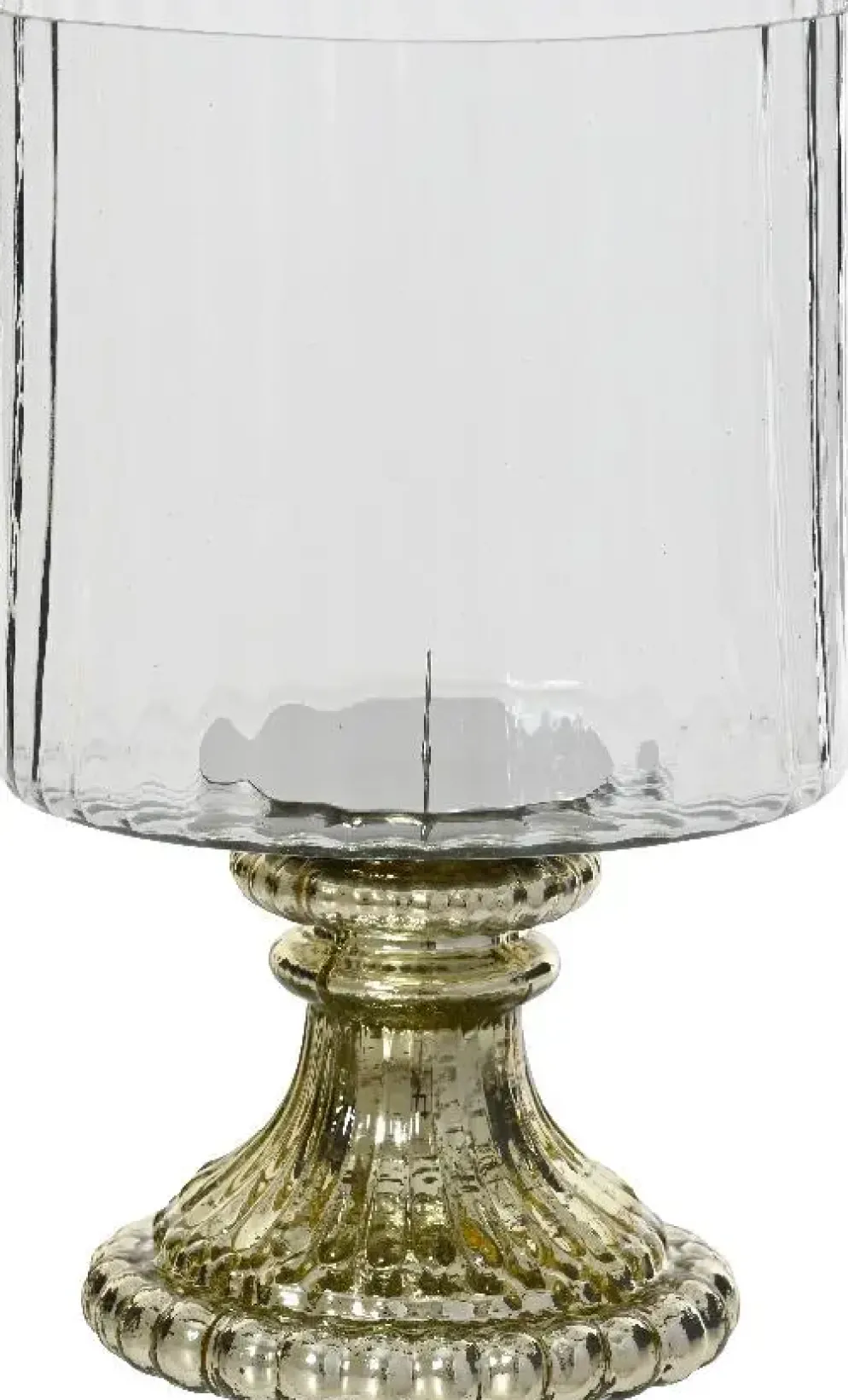 Decoris kandelaar glas deco 15x25cm transparant, goud