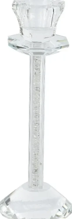 Decoris kandelaar glas deco 7x19.5cm transparant