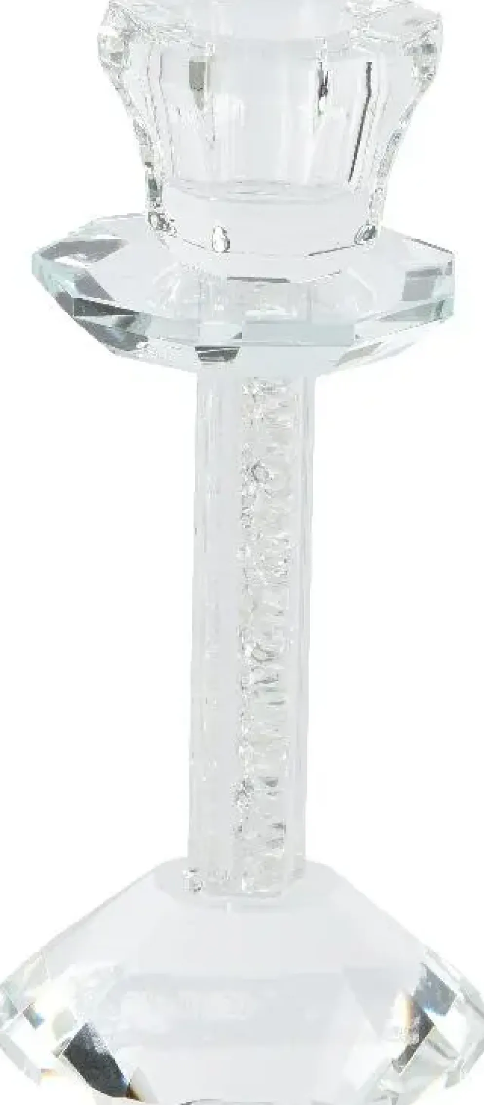 Decoris kandelaar glas deco 7x22cm transparant