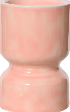 Decoris kandelaar ijzer deco 10.5x15cm roze