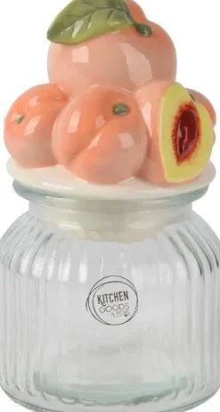 Decoris voorraadpot glas perzik 11x19cm oranje, transparant
