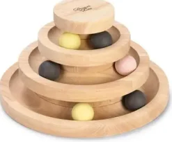 Designed by Lotte kattenspeelgoed speeltoren Mia rubberhout d26h14.5cm bruin
