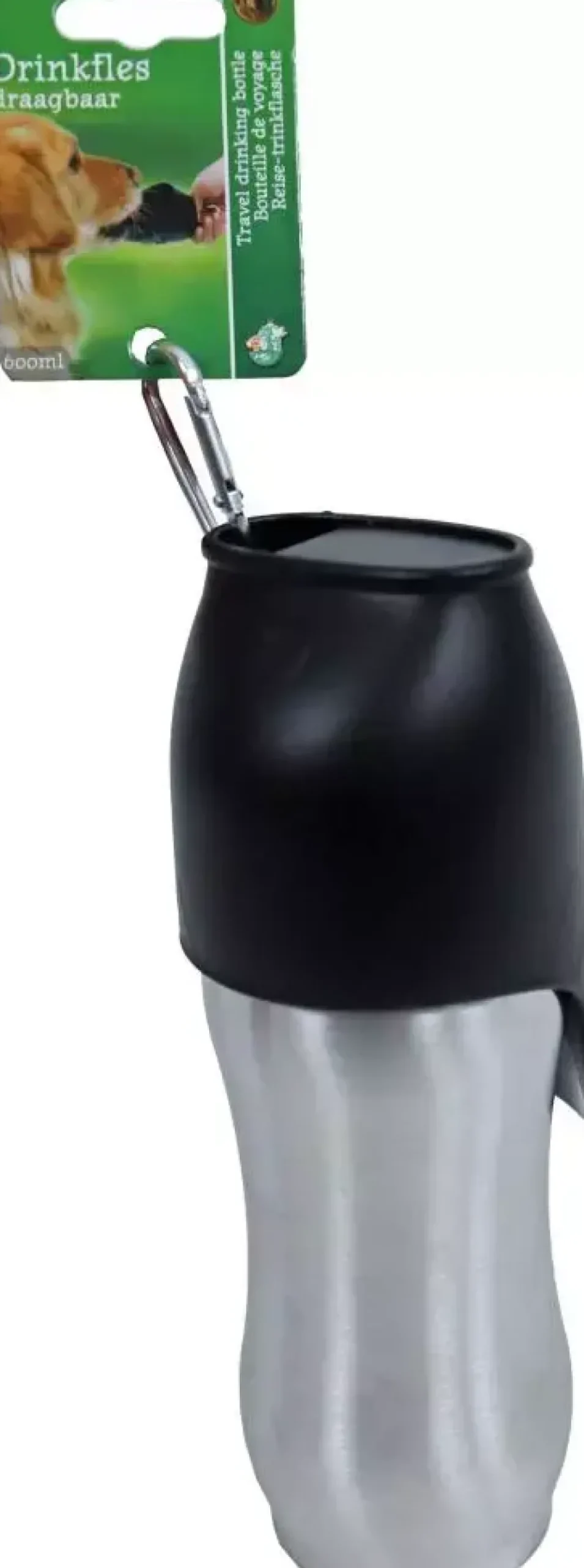 Draagbare drinkfles met karabijnhaak aluminium, 600 ml.