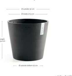 Ecopots kunststof bloempot amsterdam 30x26.3 cm donkergrijs