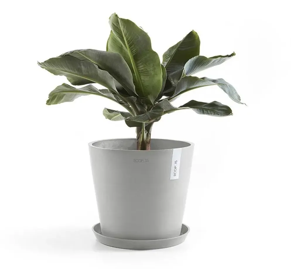 Ecopots kunststof bloempot amsterdam 40x35 cm witgrijs