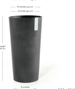 Ecopots kunststof bloempot amsterdam hoog 41.5x76.8 cm donkergrijs