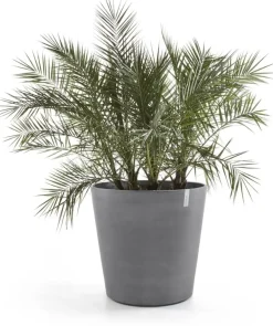 Ecopots kunststof bloempot amsterdam met wielen 60x56 cm grijs