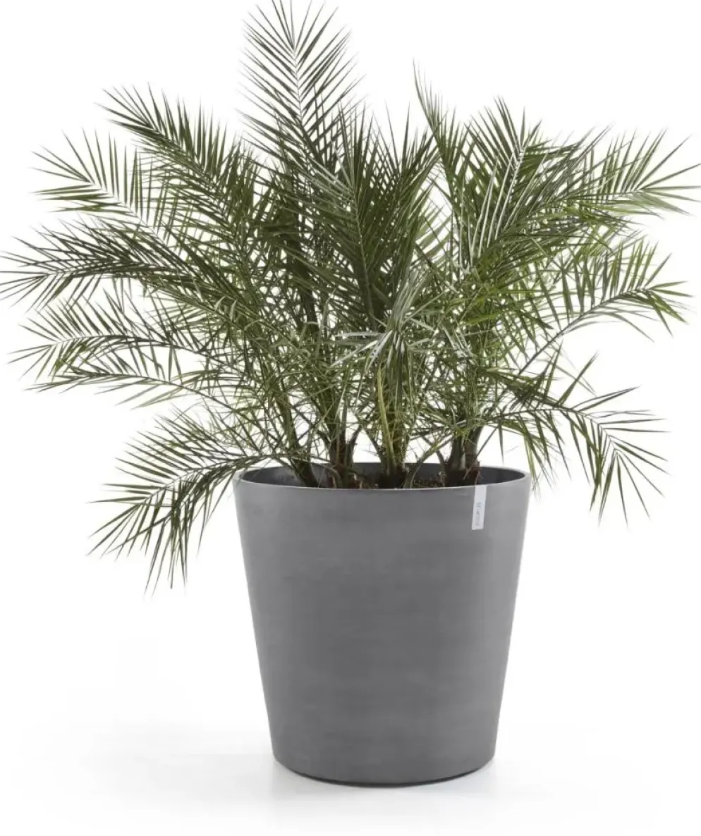 Ecopots kunststof bloempot amsterdam met wielen 60x56 cm grijs
