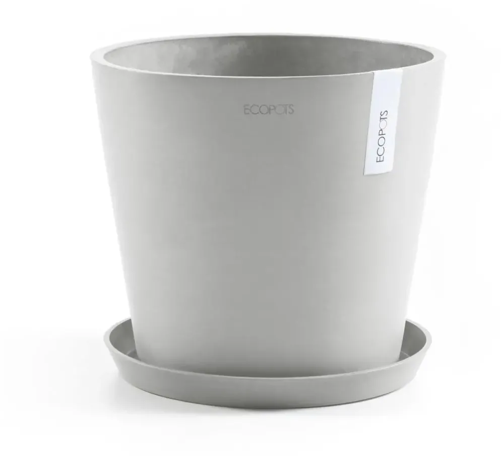Ecopots kunststof bloempot amsterdam 25x22 cm witgrijs
