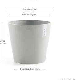 Ecopots kunststof bloempot amsterdam 30x26.3 cm witgrijs