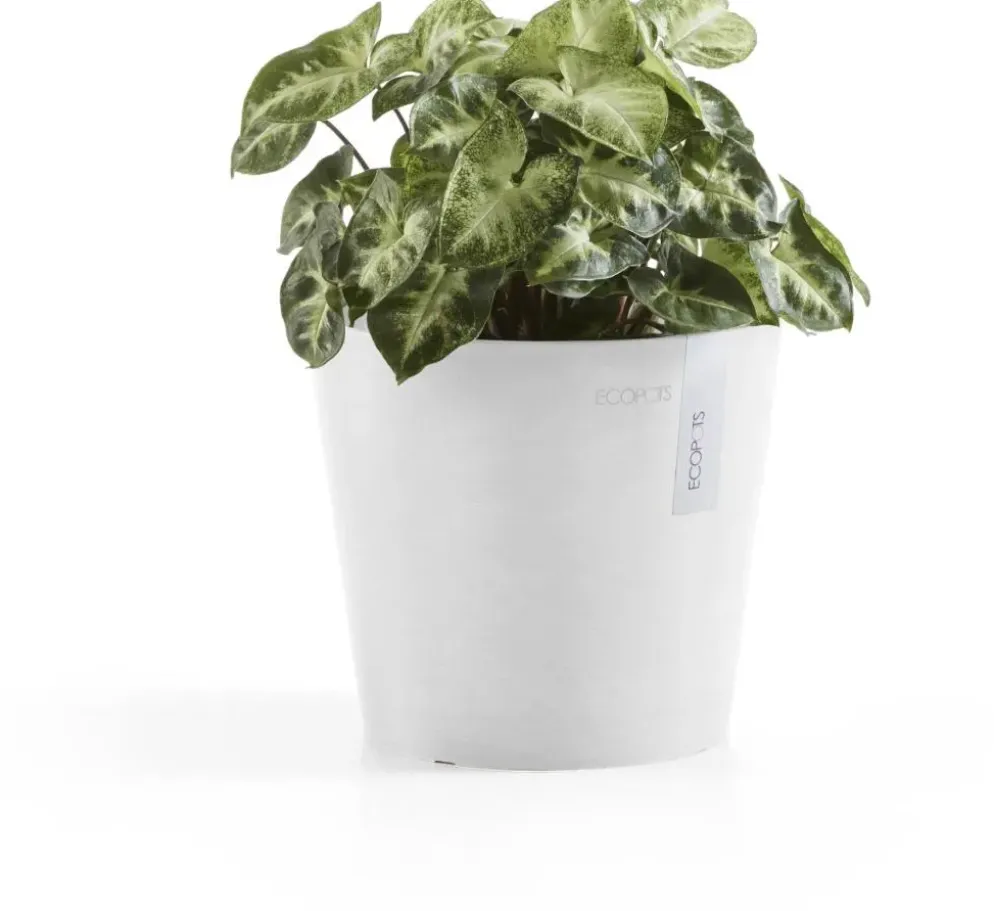 Ecopots kunststof bloempot amsterdam 17x14.7 cm puurwit