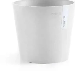 Ecopots kunststof bloempot amsterdam 17x14.7 cm puurwit
