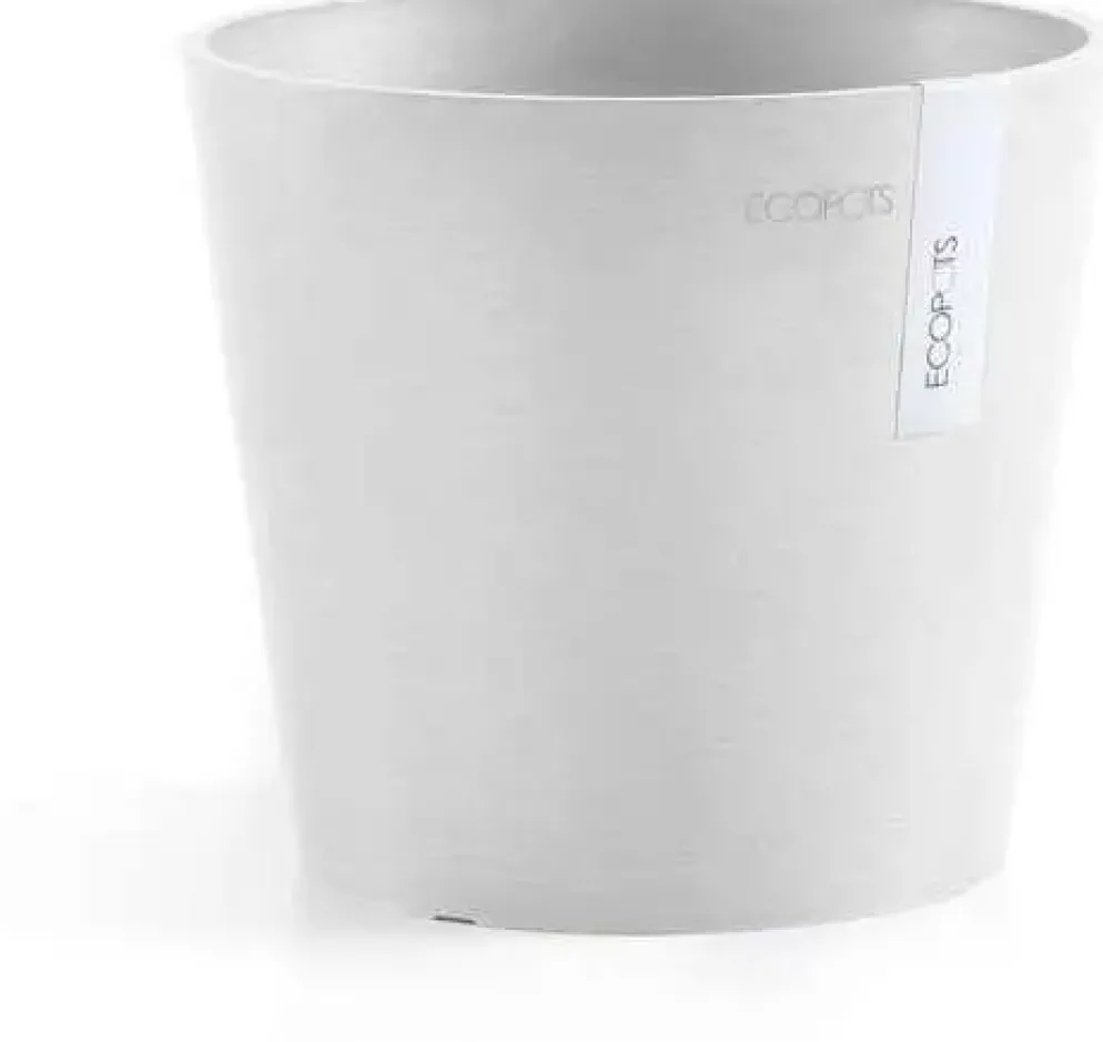 Ecopots kunststof bloempot amsterdam 17x14.7 cm puurwit