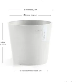 Ecopots kunststof bloempot amsterdam 17x14.7 cm puurwit