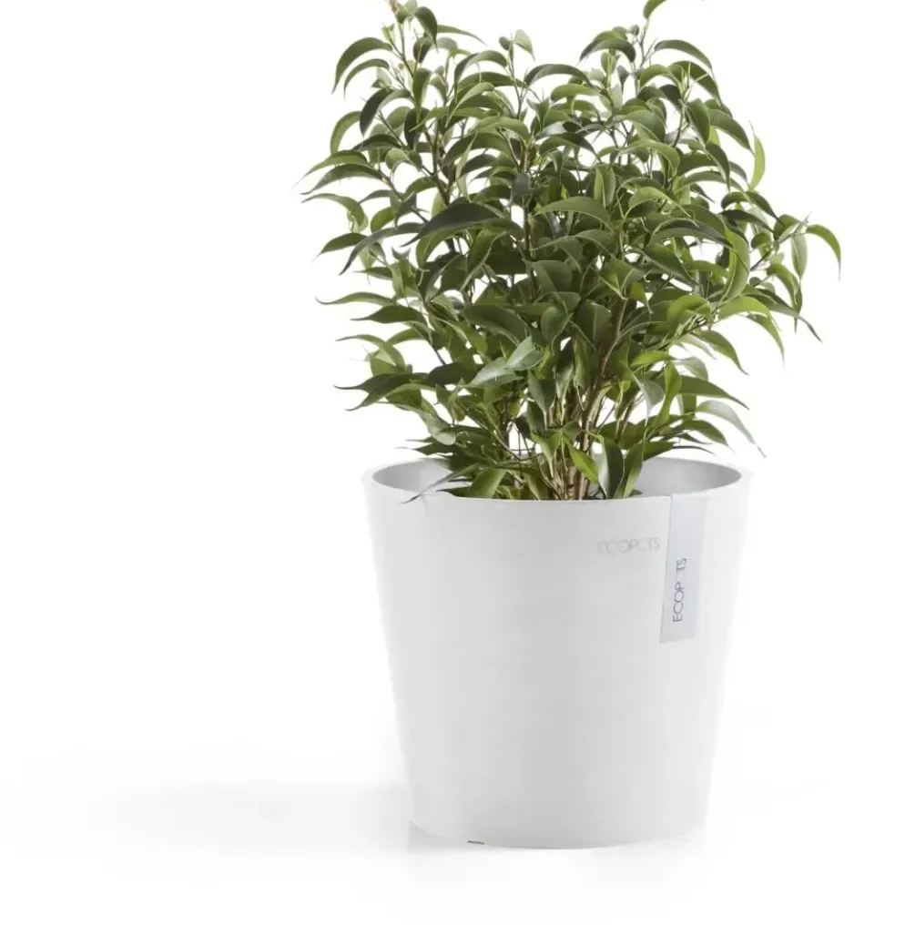 Ecopots kunststof bloempot amsterdam 17x14.7 cm puurwit