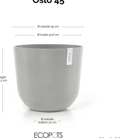 Ecopots kunststof bloempot oslo 45x39.2 cm witgrijs