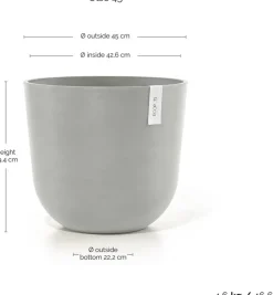 Ecopots kunststof bloempot oslo 45x39.2 cm witgrijs