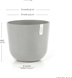 Ecopots kunststof bloempot oslo 35x30.5 cm witgrijs