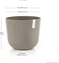 Ecopots kunststof bloempot oslo 35x30.5 cm taupe