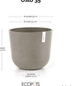 Ecopots kunststof bloempot oslo 35x30.5 cm taupe