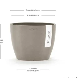 Ecopots kunststof bloempot stockholm 16.2x12 cm taupe