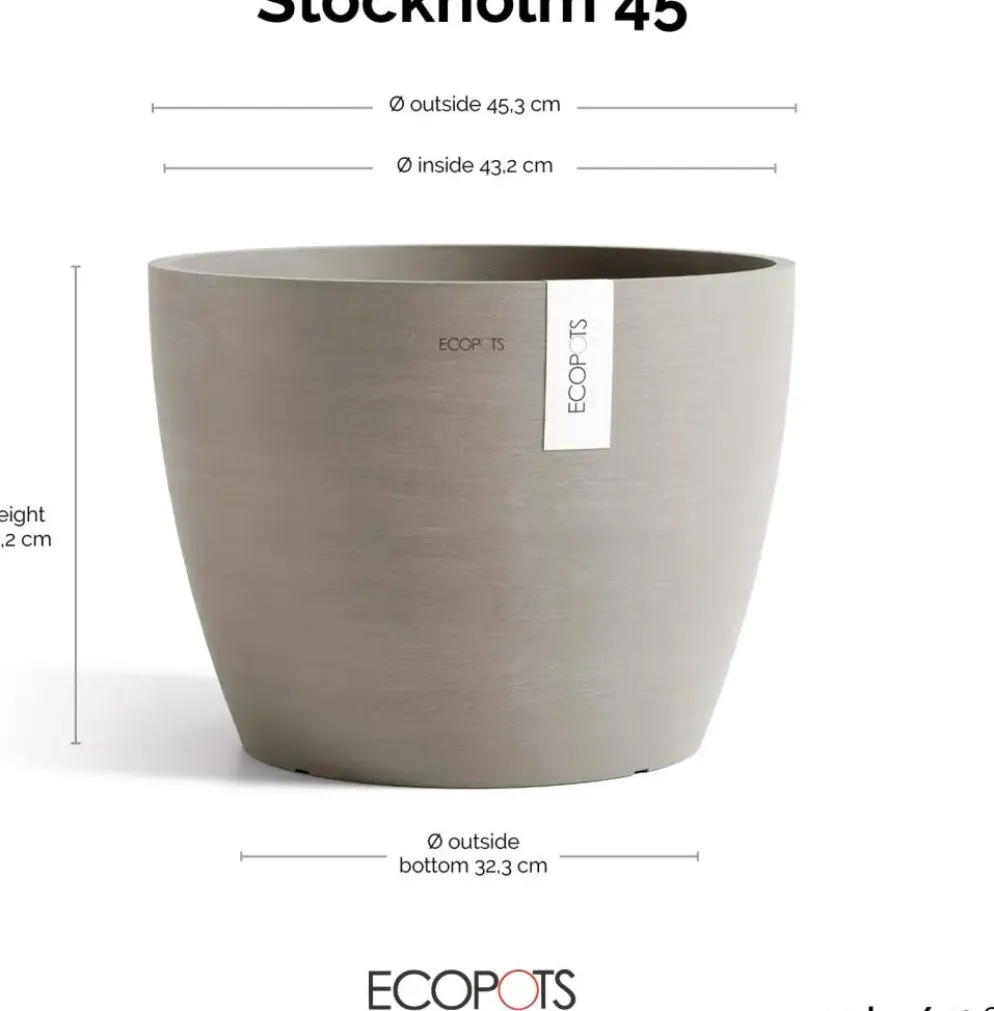 Ecopots kunststof bloempot stockholm 45x34 cm taupe