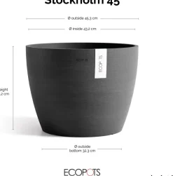 Ecopots kunststof bloempot stockholm 45x34 cm donkergrijs