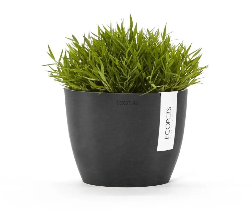 Ecopots kunststof bloempot stockholm 16.2x12 cm donkergrijs