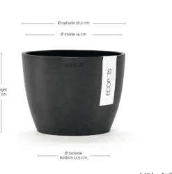 Ecopots kunststof bloempot stockholm 16.2x12 cm donkergrijs