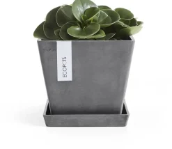 Ecopots kunststof plantenbak rotterdam 20x20x17.5 cm grijs