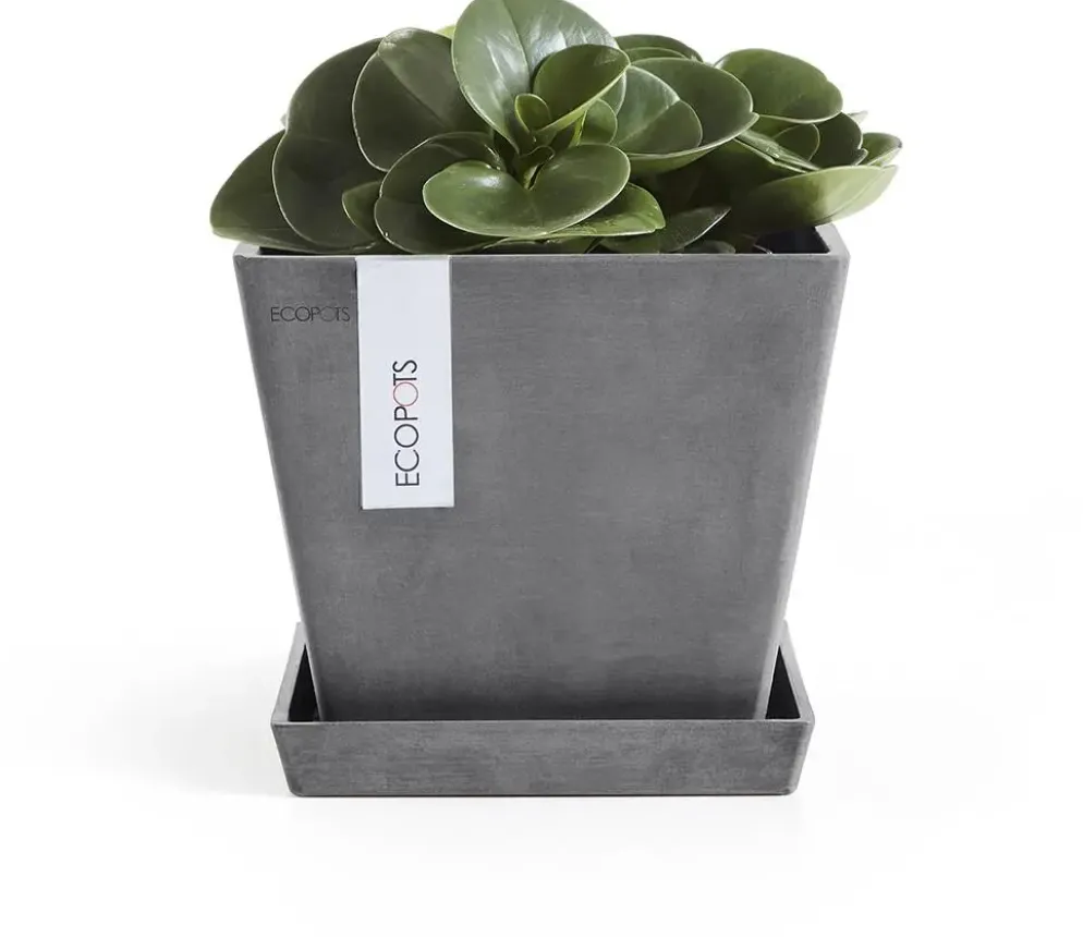 Ecopots kunststof plantenbak rotterdam 20x20x17.5 cm grijs