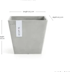 Ecopots kunststof plantenbak rotterdam 20x20x17.5 cm witgrijs