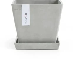 Ecopots kunststof plantenbak rotterdam 20x20x17.5 cm witgrijs
