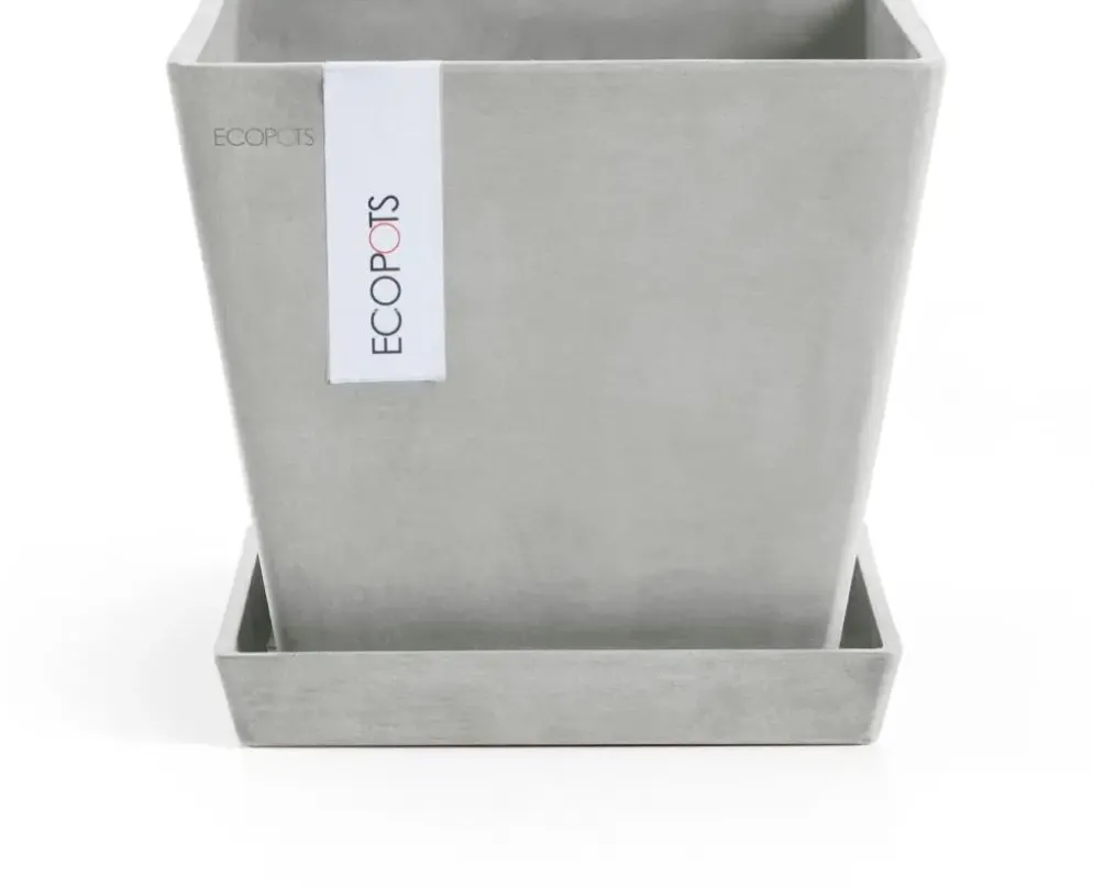 Ecopots kunststof plantenbak rotterdam 20x20x17.5 cm witgrijs
