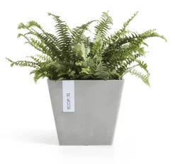 Ecopots kunststof plantenbak rotterdam 20x20x17.5 cm witgrijs