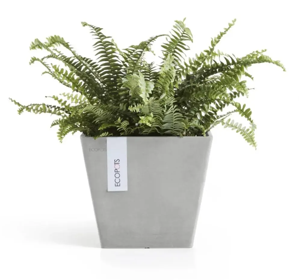 Ecopots kunststof plantenbak rotterdam 20x20x17.5 cm witgrijs
