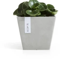 Ecopots kunststof plantenbak rotterdam 20x20x17.5 cm witgrijs