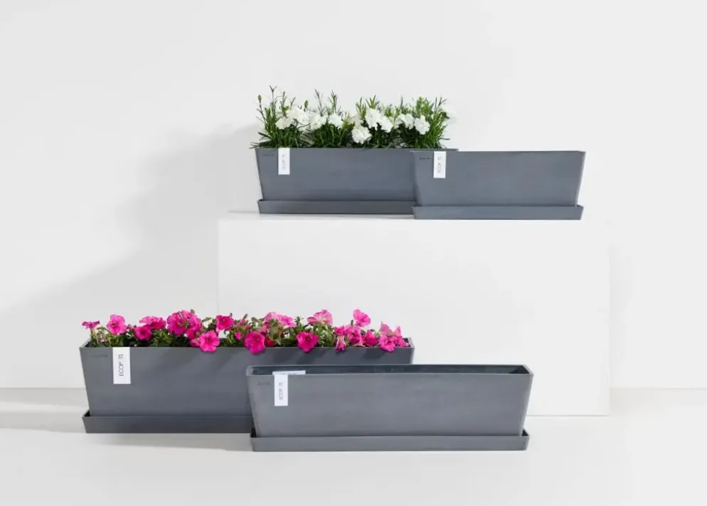 Ecopots kunststof plantenbak bruges 45x17x17 cm donkergrijs