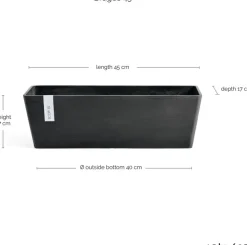 Ecopots kunststof plantenbak bruges 45x17x17 cm donkergrijs
