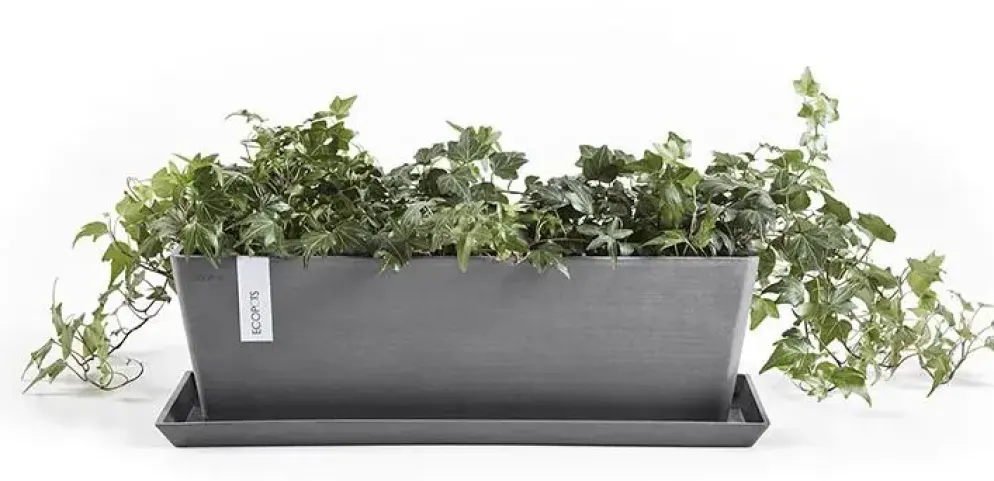 Ecopots kunststof plantenbak bruges 45x17x17 cm grijs