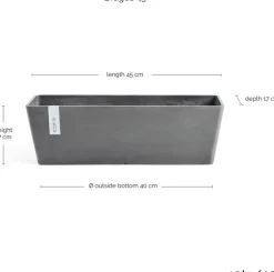 Ecopots kunststof plantenbak bruges 45x17x17 cm grijs