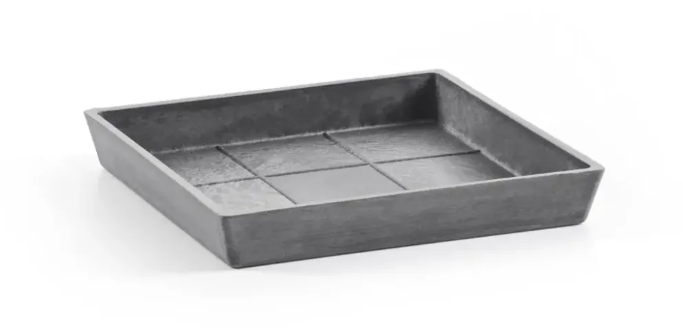 Ecopots kunststof rotterdam schotel 18x18x2.5 cm grijs