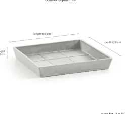 Ecopots kunststof rotterdam schotel 18x18x2.5 cm witgrijs