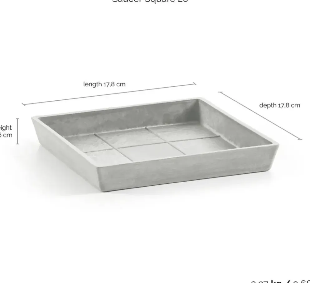 Ecopots kunststof rotterdam schotel 18x18x2.5 cm witgrijs