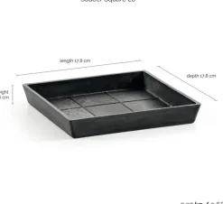 Ecopots kunststof rotterdam schotel 18x18x2.5 cm donkergrijs