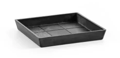 Ecopots kunststof rotterdam schotel 18x18x2.5 cm donkergrijs