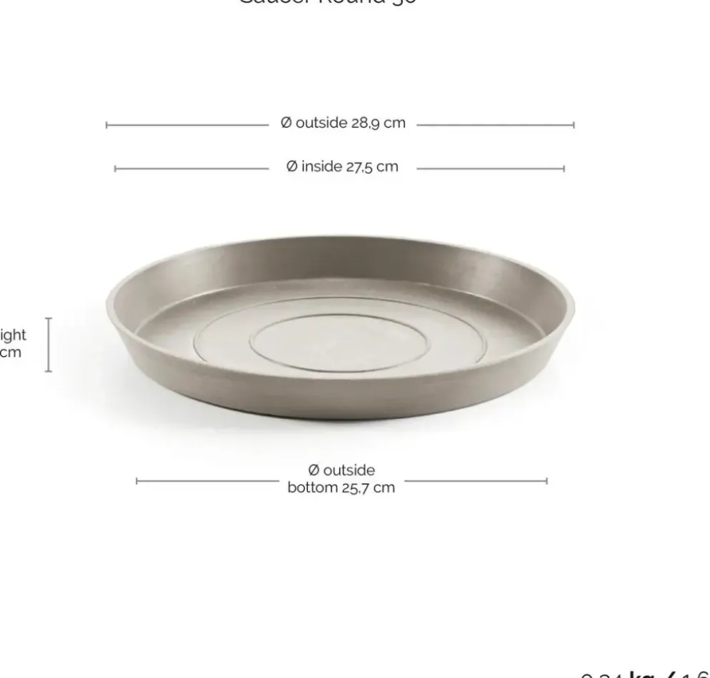 Ecopots kunststof stockholm schotel 28.7x3 cm taupe