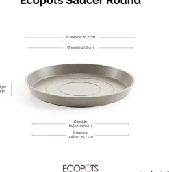 Ecopots kunststof stockholm schotel 28.7x3 cm taupe